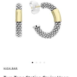 Lagos 'High Bar' Caviar 18K Gold PL* Sterling Silver Hoop Earrings R$1100